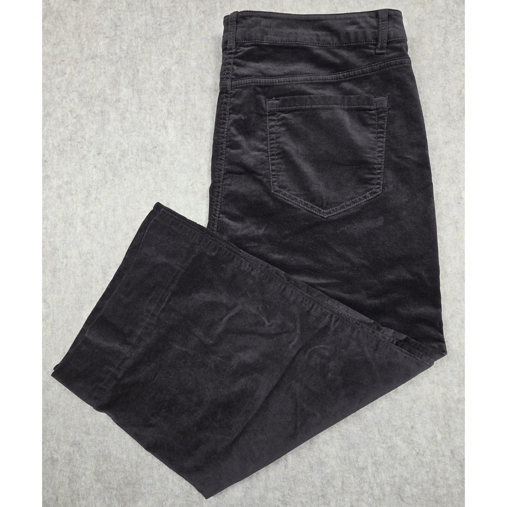 J Jill  High Rise‎ Velvet Pants Size 14 Black Straight Holiday Festive Goth